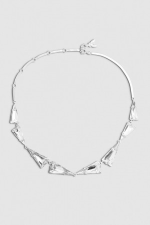 Patrizia Pepe Brass And Glass Necklace ασημι | GADSRQC-75