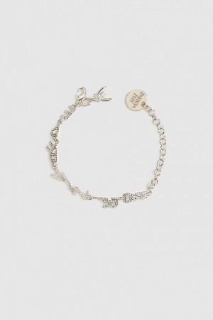 Patrizia Pepe Brass Bracelet With Rhinestones ασημι | KMIWAET-02