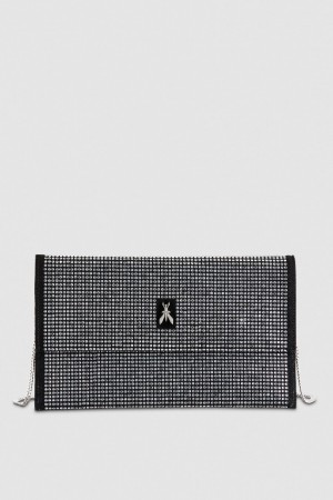 Patrizia Pepe Clutch Bag With Rhinestones And Shoulder Strap μαυρα | VFXKLES-45