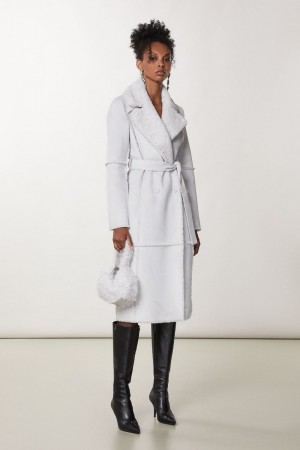Patrizia Pepe Double Breasted Double Face Coat ασπρα | TNEQRSX-67