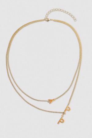 Patrizia Pepe Double Chain Brass Necklace πορτοκαλι | QLCZNEW-35