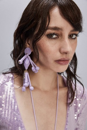 Patrizia Pepe Earrings With Techno Pop Fly Appliqué ροζ | KZFOMXJ-59