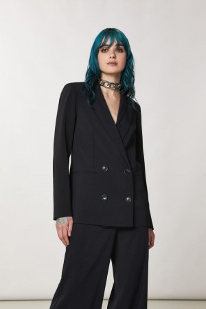 Patrizia Pepe Essential Double-breasted Jacket μαυρα | WRGBOUC-12