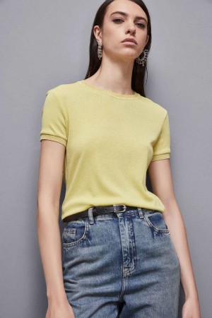 Patrizia Pepe Essential Short-sleeved Sweater κίτρινα | ZFXBQJY-49