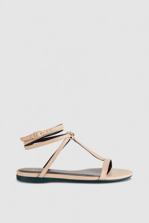 Patrizia Pepe Flat Sandals With Ankle Strap Μπεζ | KEPUAMZ-85