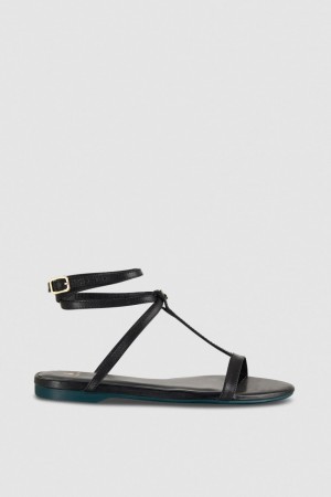 Patrizia Pepe Flat Sandals With Ankle Strap μαυρα | FYINMBE-83