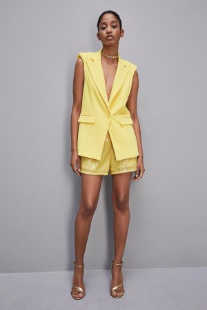Patrizia Pepe Fluid Twill Sleeveless Vest κίτρινα | CRJKFVH-02