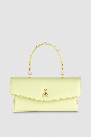 Patrizia Pepe Fly Bamby Leather Shoulder Bag κίτρινα | VKBDSRJ-06