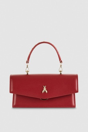 Patrizia Pepe Fly Bamby Leather Shoulder Bag κοκκινα | FQGCKXP-96
