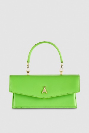 Patrizia Pepe Fly Bamby Leather Shoulder Bag πρασινο | GDAEQHV-41