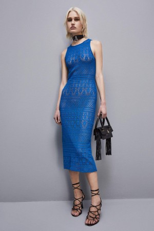 Patrizia Pepe Lace Midi Dress μπλε | WKBVTAG-19