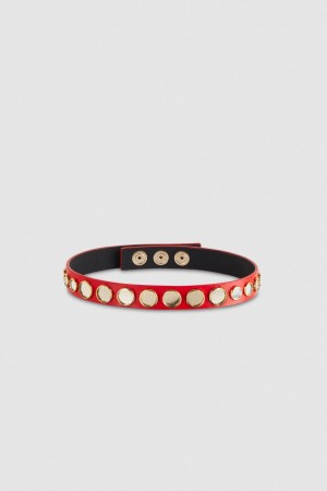 Patrizia Pepe Leather Choker With Micro Mirrors κοκκινα | THVAUZB-27
