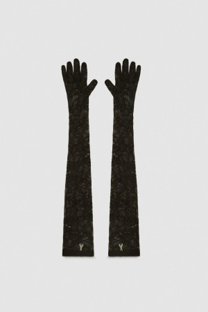 Patrizia Pepe Long Stretch Lace Gloves μαυρα | PJESDLX-71