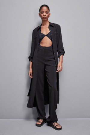 Patrizia Pepe Long-sleeved Chemisier Dress μαυρα | QSVPGBF-13