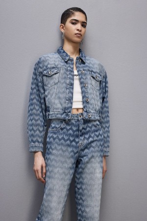 Patrizia Pepe Monogram Denim Jacket μπλε | TNMJSYP-13