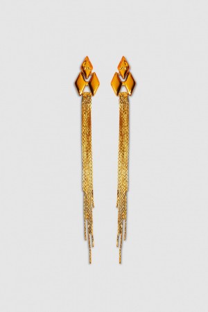 Patrizia Pepe Pendant Earrings With Micro Fly Links And Metal Fringing πορτοκαλι | CUXSKWF-68