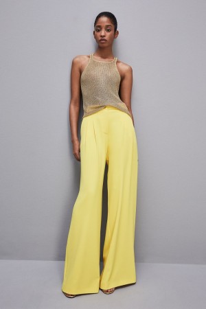 Patrizia Pepe Pleated Pants In Fluid Twill κίτρινα | DGCZNXP-86
