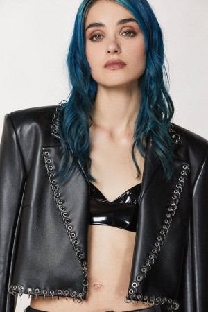 Patrizia Pepe Post Punk Cropped Jacket μαυρα | NLHMTJU-07