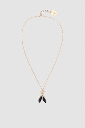 Patrizia Pepe Precious Fly Mini Necklace μαυρα | QIXMLJS-41
