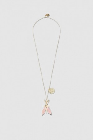 Patrizia Pepe Precious Fly Necklace With Stones ροζ | XUOCJPB-07