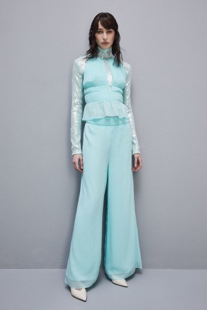 Patrizia Pepe Regular Waist Palazzo Pants ανοιχτο μπλε | RTYWZLM-20