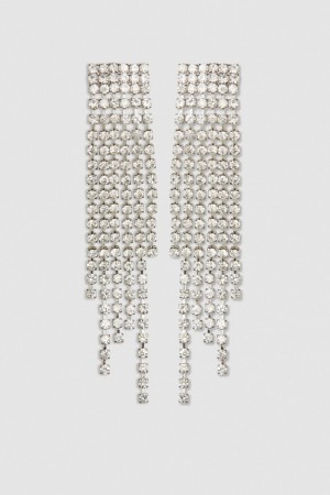 Patrizia Pepe Rhinestone Earrings ασημι | BLQMUET-27