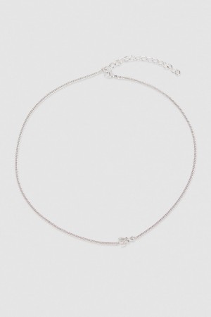 Patrizia Pepe Rhinestone Necklace ασημι | MKSNTLO-92