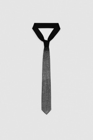 Patrizia Pepe Rhinestone Tie μαυρα | URWPYGV-14