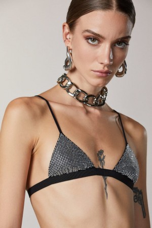 Patrizia Pepe Rhinestone-detailed Bra μαυρα | LGNKCEY-51