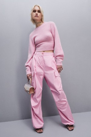 Patrizia Pepe Rib Knit Sweater With Round Neckline ροζ | ETDYPIG-17