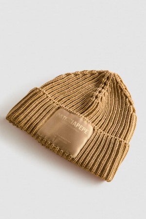 Patrizia Pepe Ribbed Fabric Hat Μπεζ | PDAKJQT-81