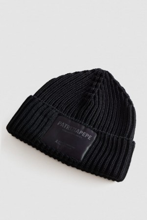 Patrizia Pepe Ribbed Fabric Hat μαυρα | XTEHJLV-41