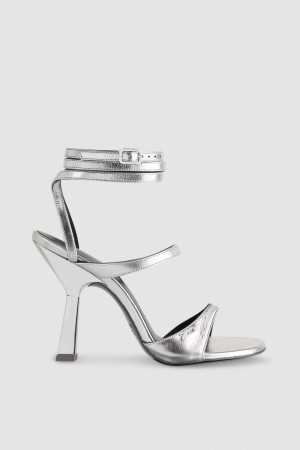 Patrizia Pepe Sandals With Heel And Ankle Strap ασημι | HFYASKZ-40