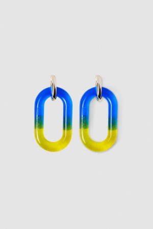 Patrizia Pepe Shaded Maxi Chain Logo Earrings μπλε | HJUYCML-47