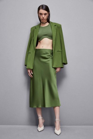 Patrizia Pepe Shiny Satin Midiskirt πρασινο | OVUPCKW-95