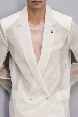 Patrizia Pepe Straight Double-breasted Unlined Jacket Μπεζ | YWJAOLV-53