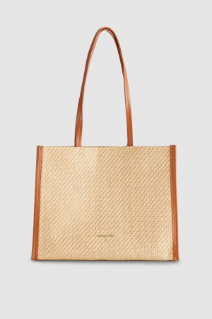 Patrizia Pepe Woven Fabric Shopping Bag καφε | SPNAVOG-93